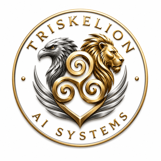 Triskelion AI Systems official emblem: eagle, lion and triskelion spiral